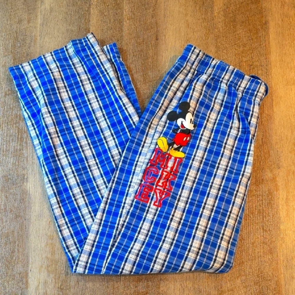 Disney Store Mens Blue Plaid Pajama Pants. Size L